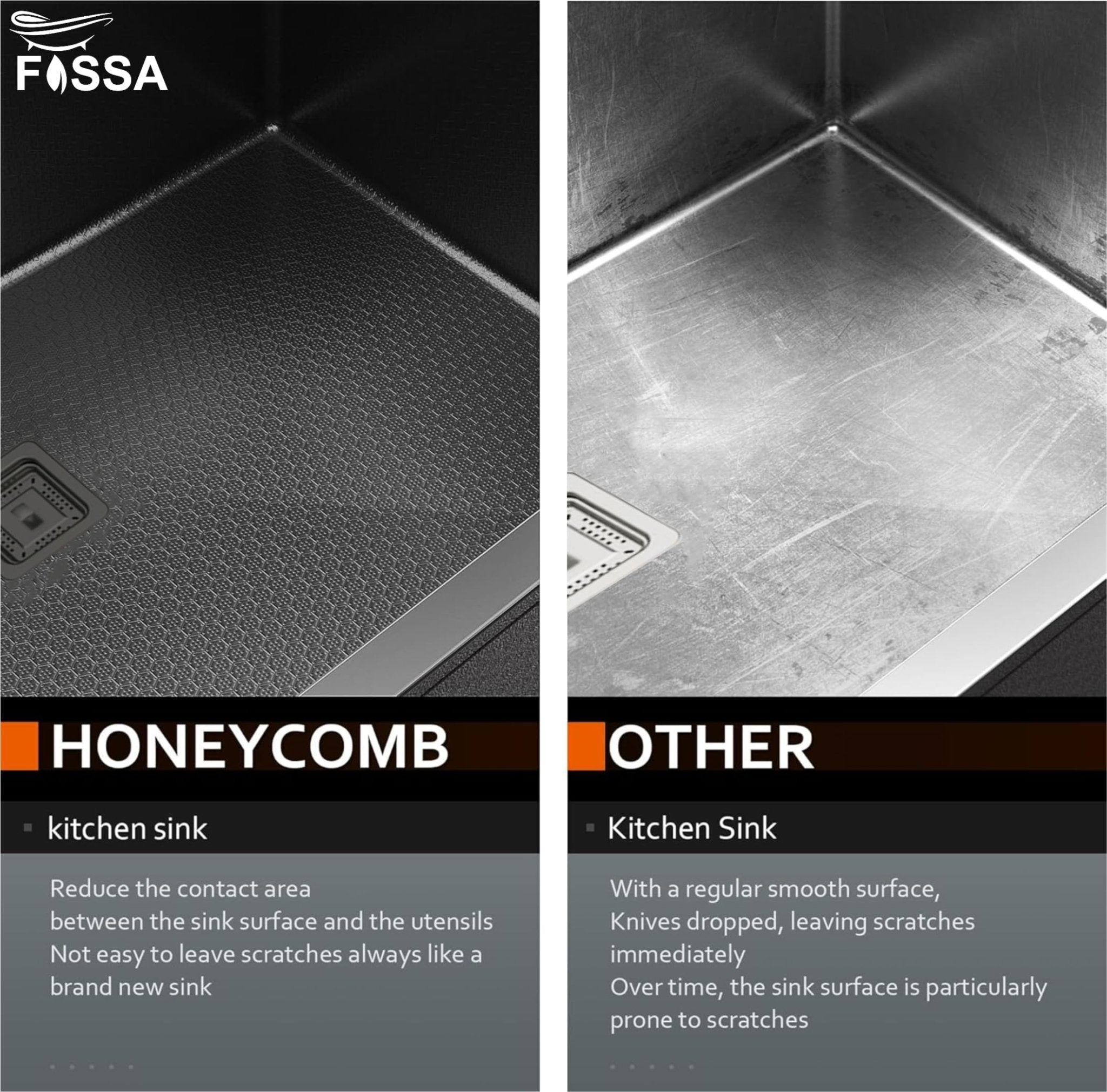 Fossa 37"x18"x10" Inch Double Bowl 304 Grade Honeycomb Embossed Kitchen Sink with Nano Coating (Black )