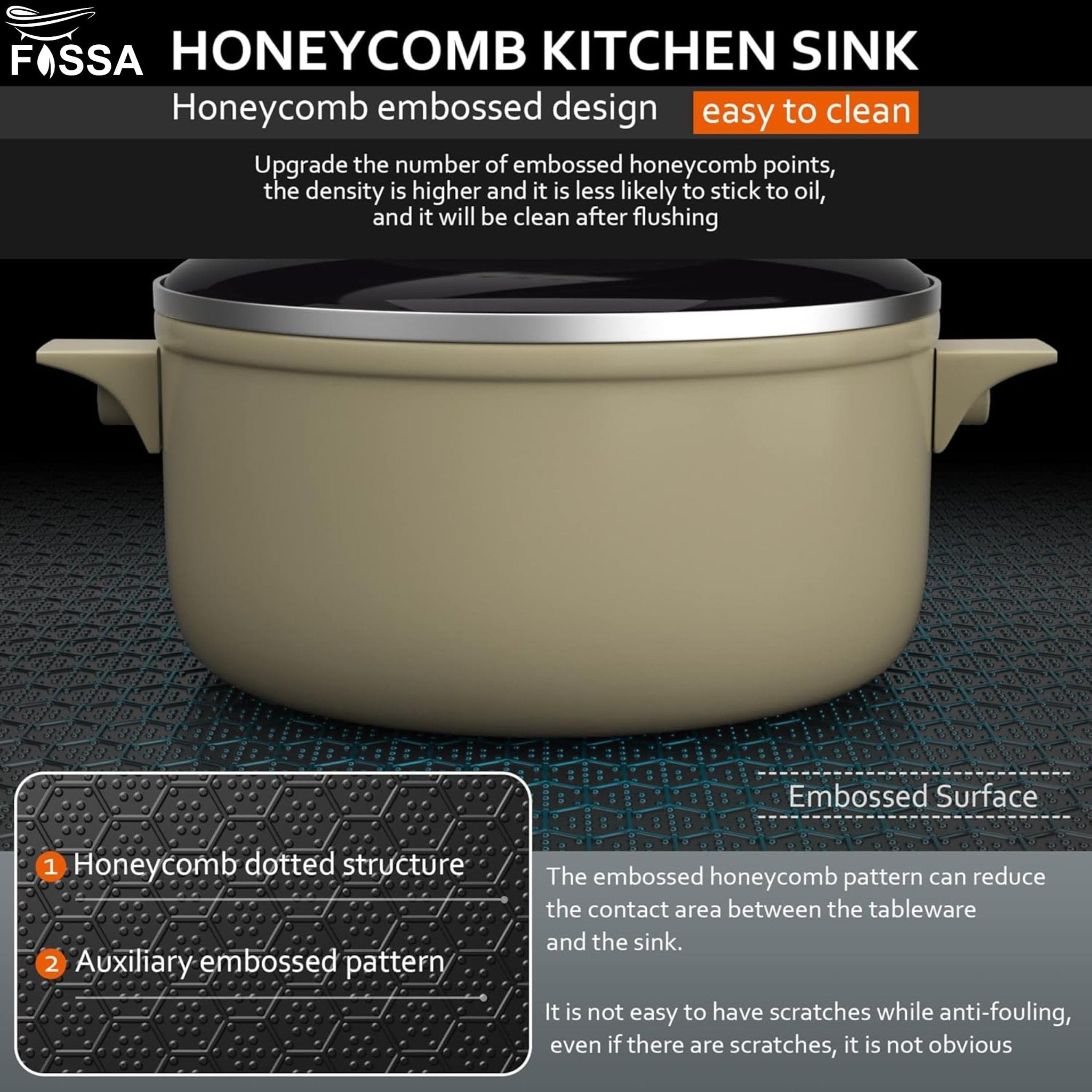 Fossa 37"x18"x10" Inch Double Bowl 304 Grade Honeycomb Embossed Kitchen Sink with Nano Coating (Black )