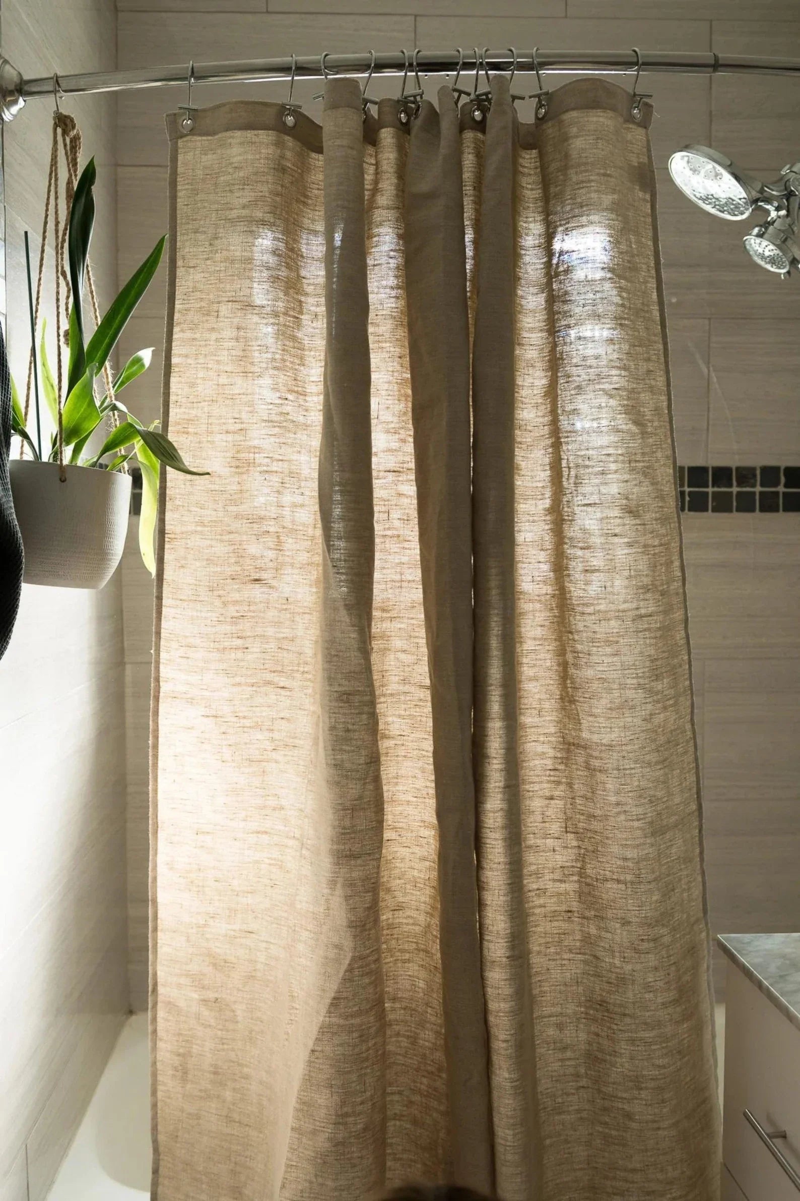 Natural Hemp Shower Curtain | Eco-Friendly & Fast Drying | Standard & Custom Sizes |UK Made-3